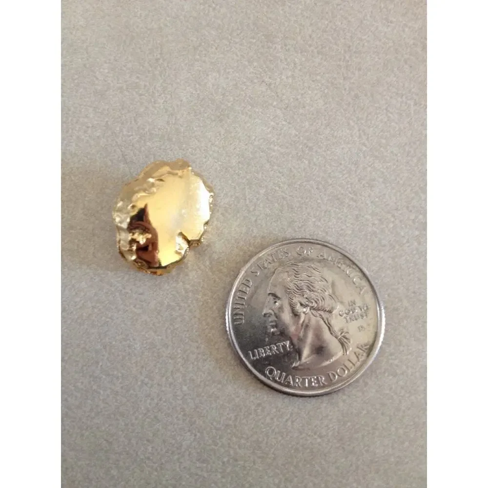 Pair Vtg Mid Century Gold Nugget Textured Solid Brass Goldtone Buttons 1.75cm